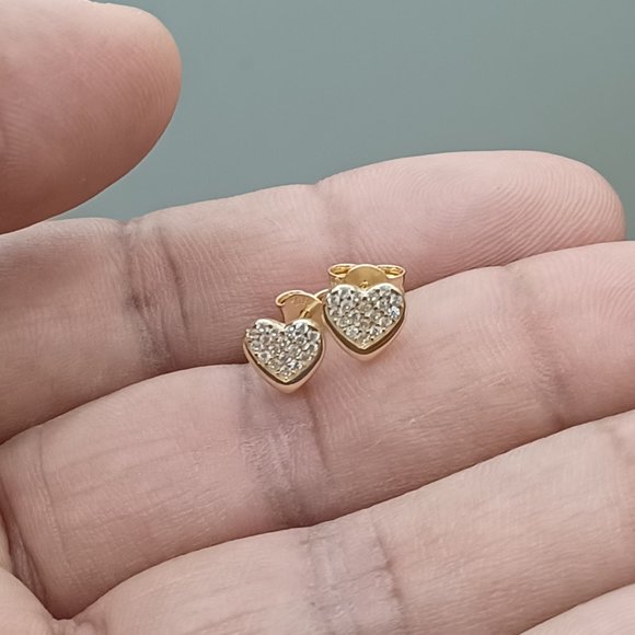 10kt Real Gold Heart Stud Earring For Women